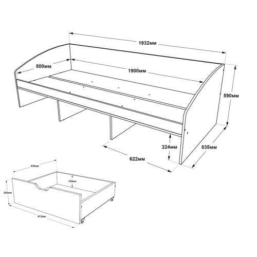 Sertare pentru pat Comfort-3, Nymphaea Alba, Alb Sertare pentru pat Comfort-3, Nymphaea Alba, Alb