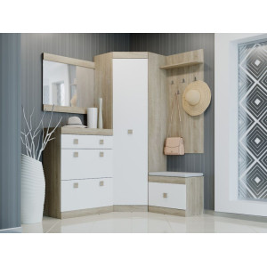 Set pentru holul de intrare Sonata 15, Stejar Sonoma, Alb