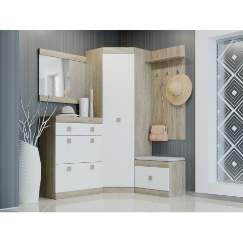 Set pentru holul de intrare Sonata 15, Stejar Sonoma, Alb