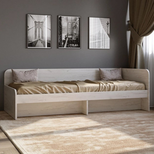 Pat 800 cu cadru de saltea din PAL 80x190 cm, Stejar kraft alb