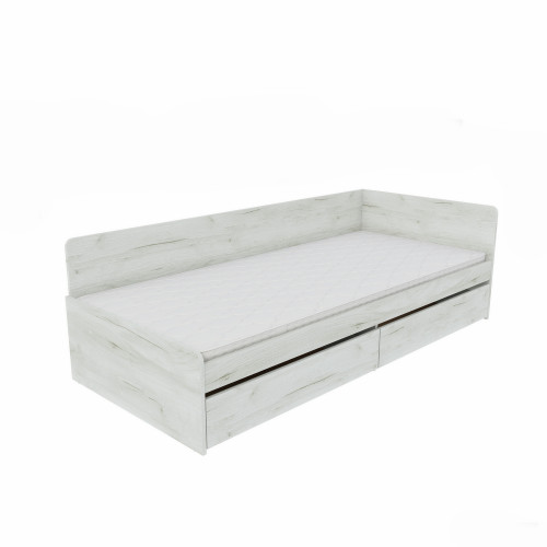 Pat cu sertare 800 cu cadru de saltea din PAL 80x190 cm, Stejar kraft alb