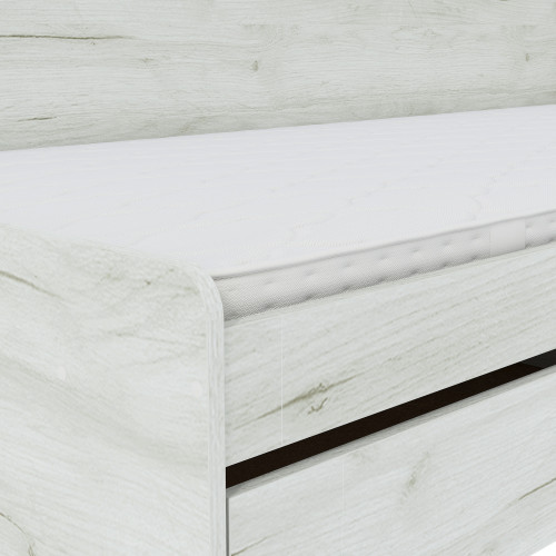 Pat cu sertare 800 cu cadru de saltea din PAL 80x190 cm, Stejar kraft alb