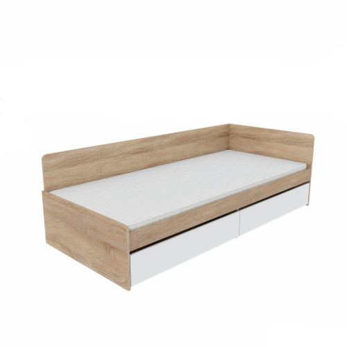 Pat cu sertare 800 cu cadru de saltea din PAL 80x190 cm, Stejar Sonoma, Alb