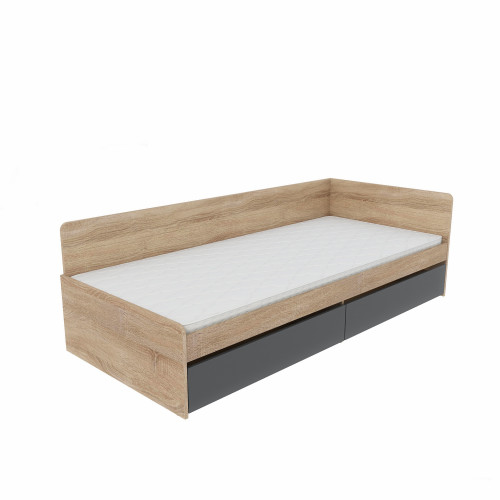 Pat cu sertare 800 cu cadru de saltea din PAL 80x190 cm, Stejar Sonoma, Grafit