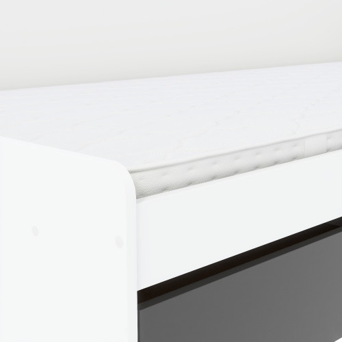 Pat cu sertare 800 cu cadru de saltea din PAL 80x190 cm, Nymphea Alba, Alb, Grafit