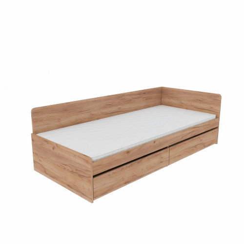 Pat cu sertare 800 cu cadru de saltea din PAL 80x190 cm, Stejar kraft gold