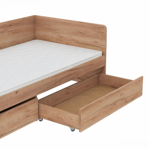Pat cu sertare 800 cu cadru de saltea din PAL 80x190 cm, Stejar kraft gold