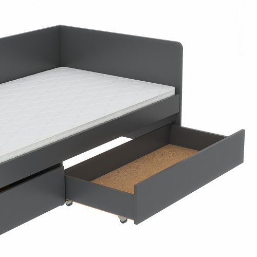 Pat cu sertare 800 cu cadru de saltea din PAL 80x190 cm, Grafit