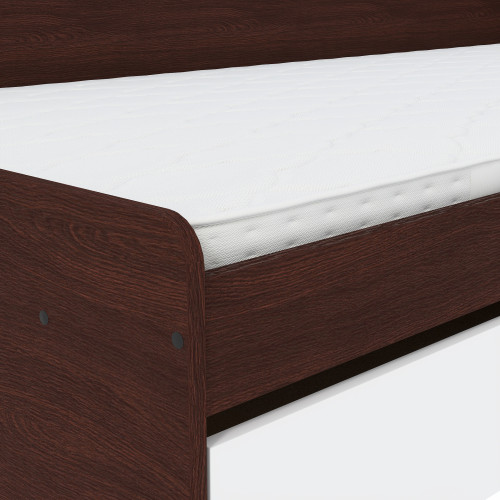 Pat cu sertare 800 cu cadru de saltea din PAL 80x190 cm, Wenge inchis, Alb