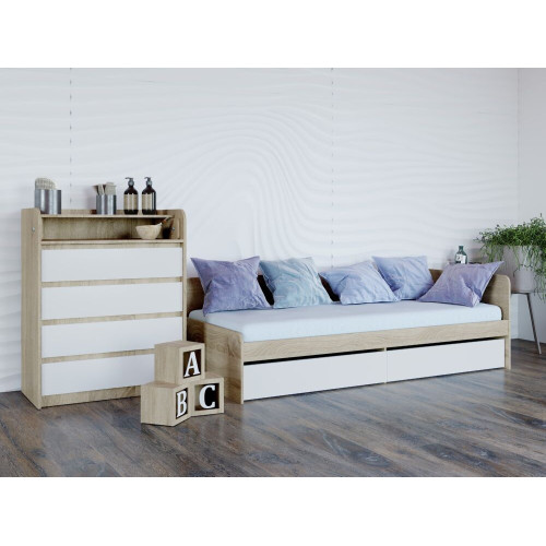 Set dormitor pentru copii Mix 1, Wenge inchis, Alb