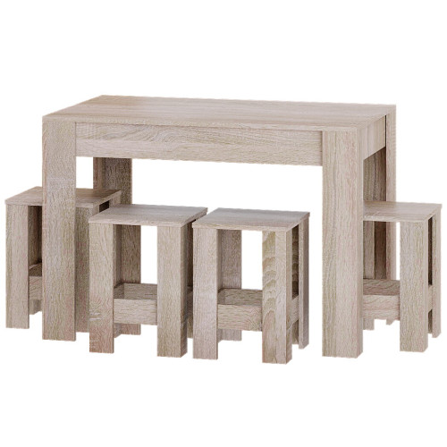 Set masă de sufragerie STO-1 + 4 scaune, Stejar Sonoma Set masă de sufragerie STO-1 + 4 scaune, Stejar Sonoma