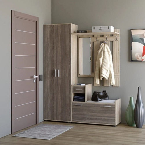 Hol de intrare Tandem-L cu dulap cu balamale ShP 1, Stejar Sonoma, Trufe